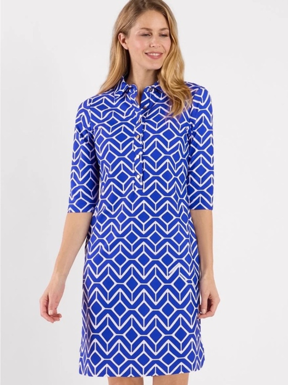 Jude Connally Susanna Dress Sail Geo Cobalt